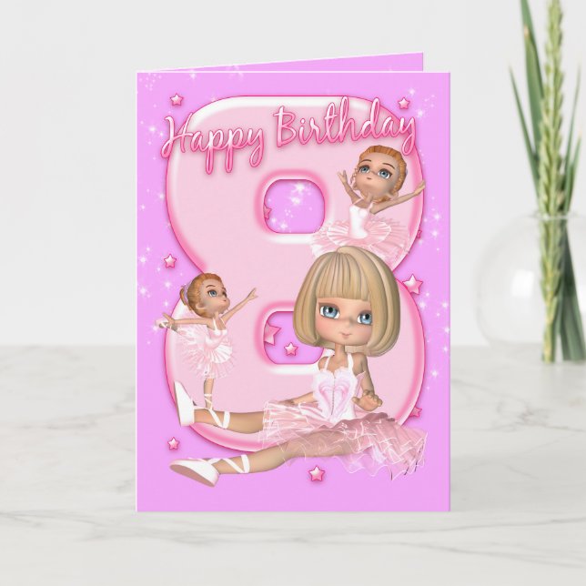 8vo Tarjeta de cumpleaños con la bailarina linda (Anverso)
