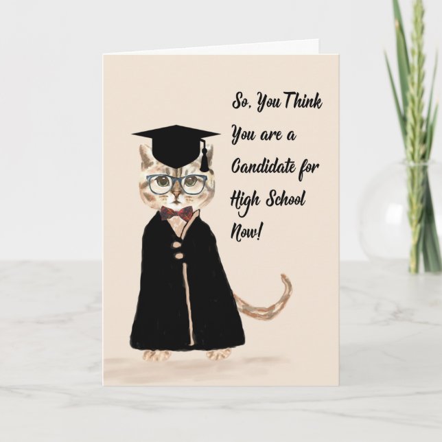 8vo Tarjeta de la graduación del grado, gato, (Anverso)