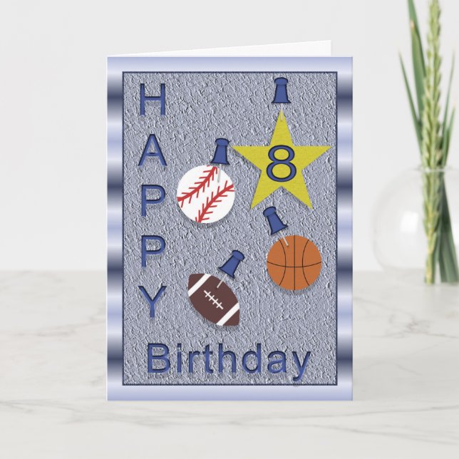 8vos deportes felices del cumpleaños - tarjeta (Anverso)