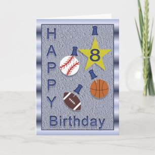 8vos deportes felices del cumpleaños - tarjeta