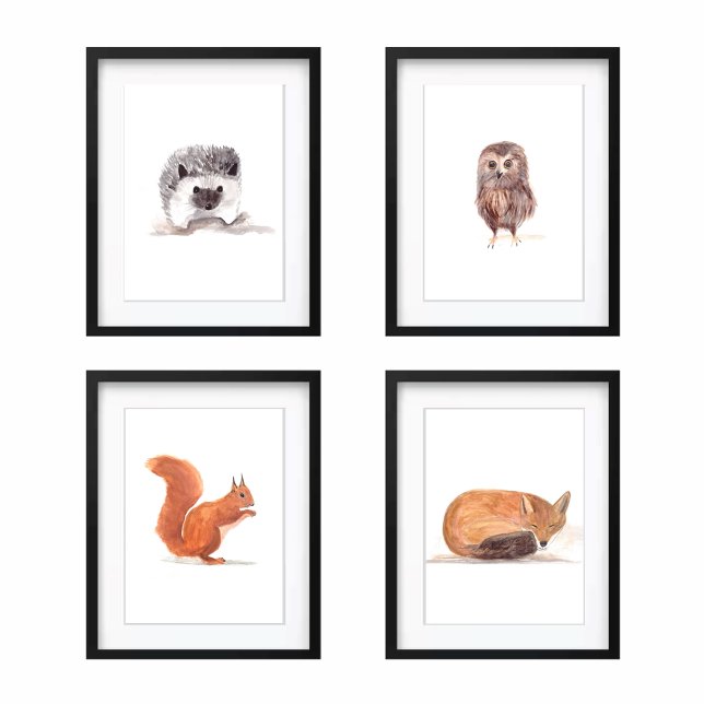 8x10 Woodland Cute Watercolor Forest Animals Set (Subido por el creador)