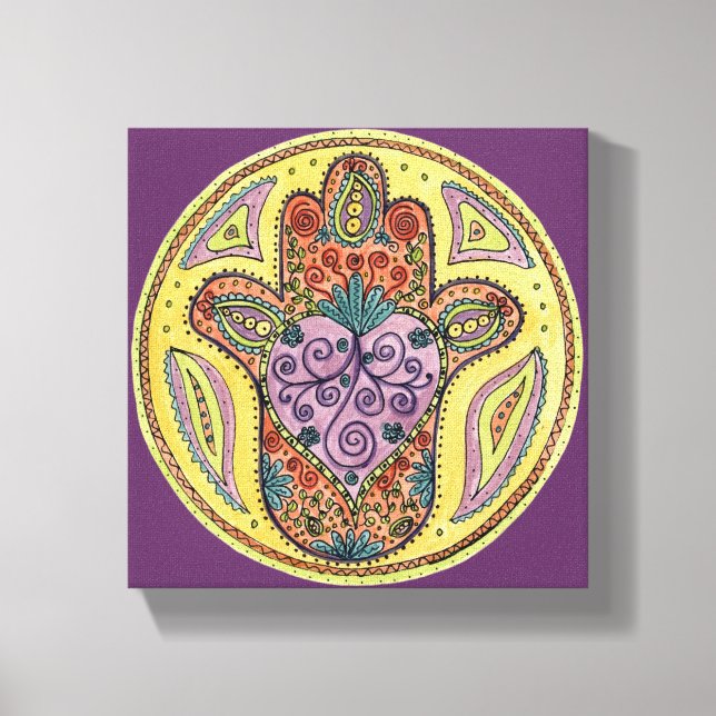 8x8 Hamsa Mandala - Impresión de lienzo estirado P (Anverso)
