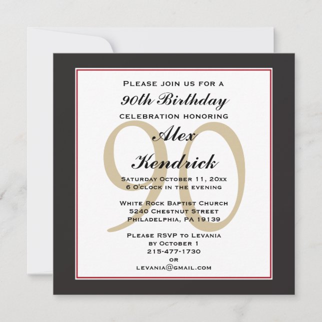 90ª Invitación de cumpleaños (Anverso)