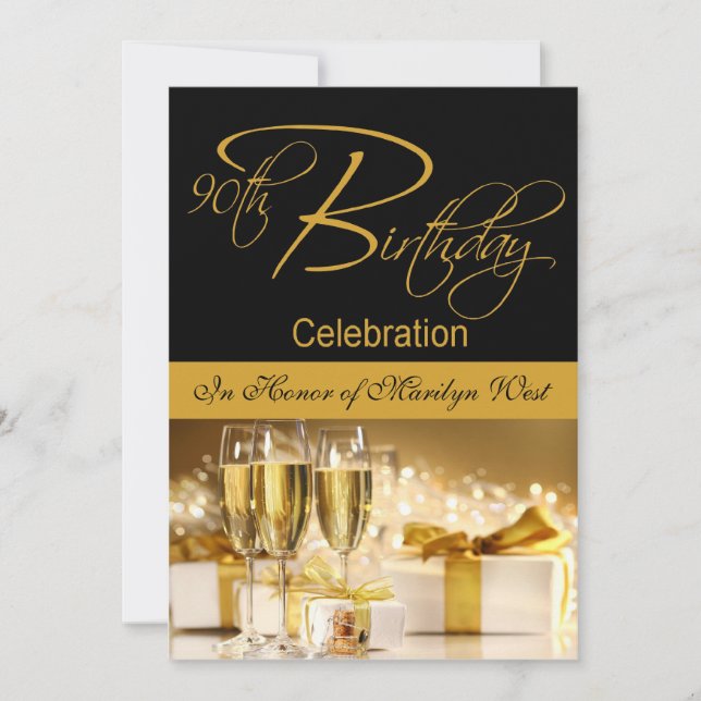90ª Invitación personalizada a la fiesta de cumple (Anverso)