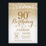 90º Día de Invitación Gold String Luces<br><div class="desc">Invitación de cumpleaños 90 con Gold String Lights. Cumpleaños de Oro. Cumpleaños de adultos. Invitar el cumpleaños de hombres o mujeres. 13. 15. 16. 18. 20. 21. 30. 40. 50. 60. 70. 80. 90. 100. Cualquier edad. Para más personalización, haga clic en el botón "Personalizar" y utilice nuestra herramienta de...</div>