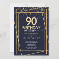 90.ª celebración de cumpleaños Invitación azul y o