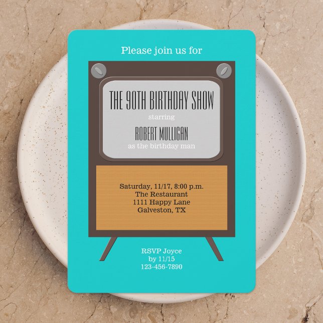 90.ª fiesta de cumpleaños Invitación a la TV en az (Subido por el creador)