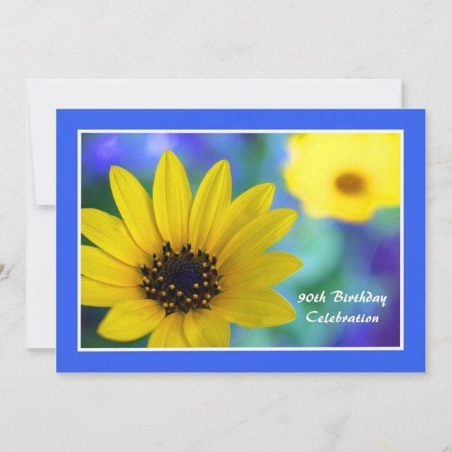 90.ª fiesta de cumpleaños Invitación Girasol (Anverso)
