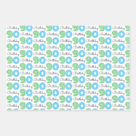 90.ª hoja de papel verde azul de cumpleaños