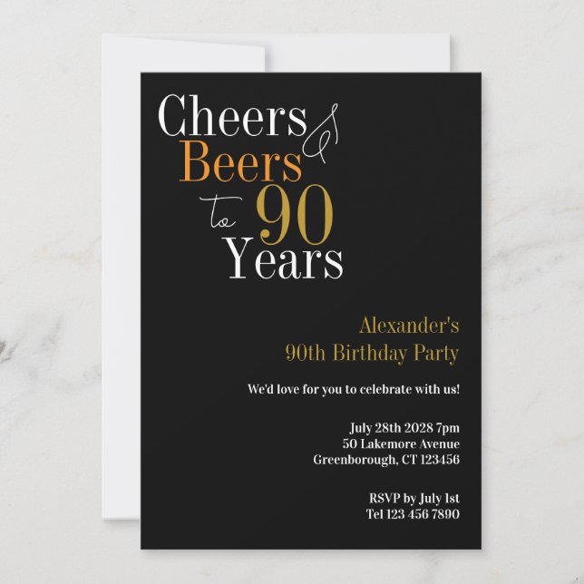 90.ª invitación a fiesta de cumpleaños y cerveza (Anverso)