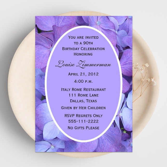 90.ª Invitación a la fiesta de cumpleaños Hydrange (Subido por el creador)