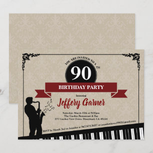 90.ª invitación a la fiesta de cumpleaños Tema mus