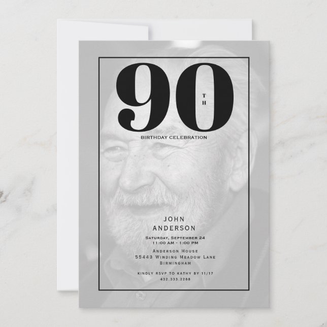 90.ª invitación a la fiesta fotográfica de cumplea (Anverso)