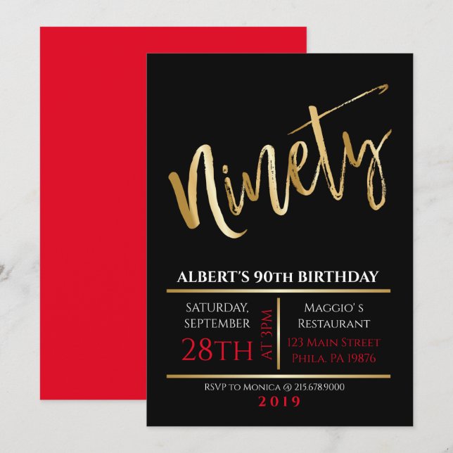 90.ª invitación a la fiesta negra de oro (Anverso / Reverso)