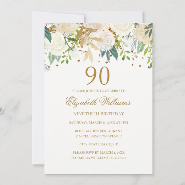 90.ª invitación a la floral de oro elegante (Anverso)