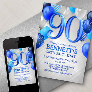90.ª invitación al cumpleaños azul de los hombres