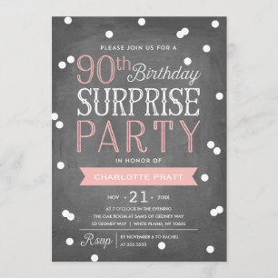 90.ª Invitación de Confetti Surprise Party   Cumpl