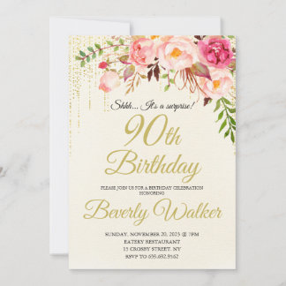 90.ª sorpresa Invitación de cumpleaños de mujeres