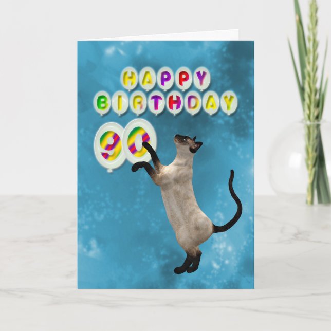 90.ª tarjeta de cumpleaños con gatos siameses (Anverso)