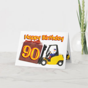 90.ª tarjeta de cumpleaños con un camión elevador 