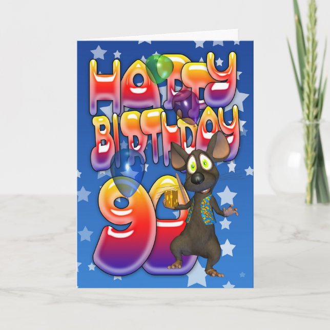 90.ª tarjeta de cumpleaños linda con el ratón pequ (Anverso)