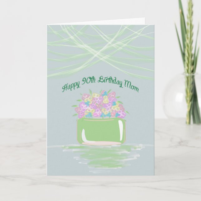 90.ª tarjeta de cumpleaños para mamá en flores pas (Anverso)