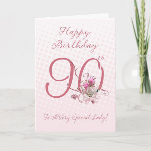 90.ª Tarjeta De Cumpleaños - Rosas Rosadas - A Un