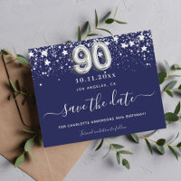 90.ª tarjeta de fecha de salvamento azul marino de