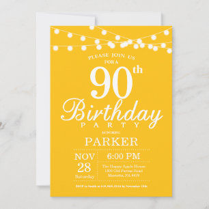 90.º Amarillo de la invitación de cumpleaños