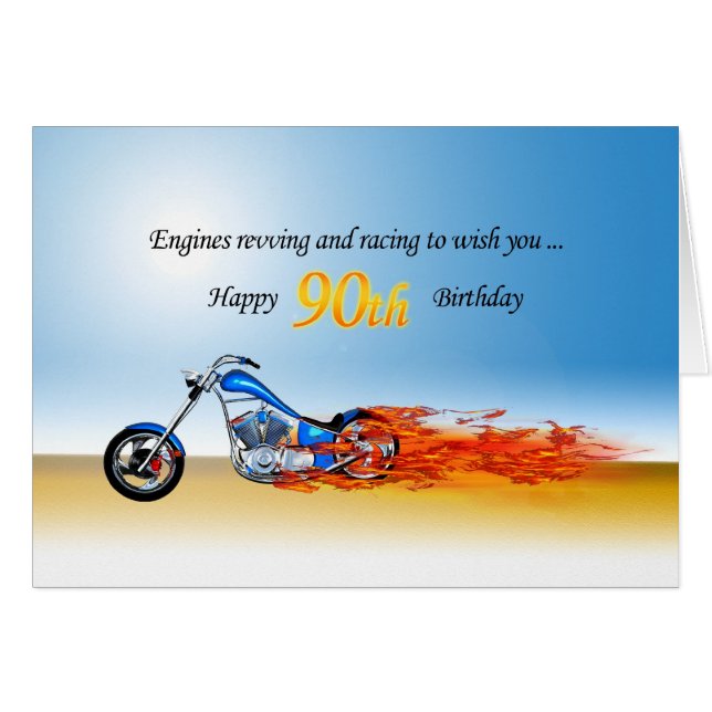 90.º cumpleaños con una motocicleta flamante (Anverso (Horizontal))