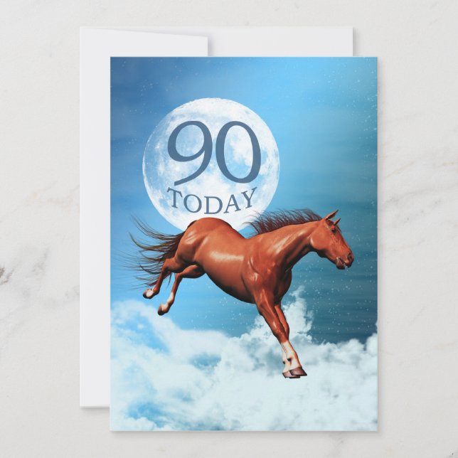 90.º cumpleaños Invitación a caballo de espíritu (Anverso)
