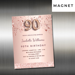 90.º imán de invitación de estrellas de oro rosa d