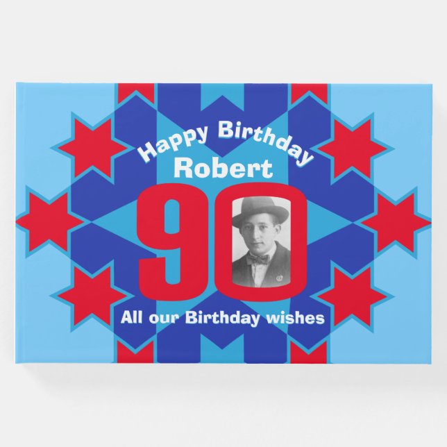 90.º libro de invitados rojo azul estrella de la f (Anverso)