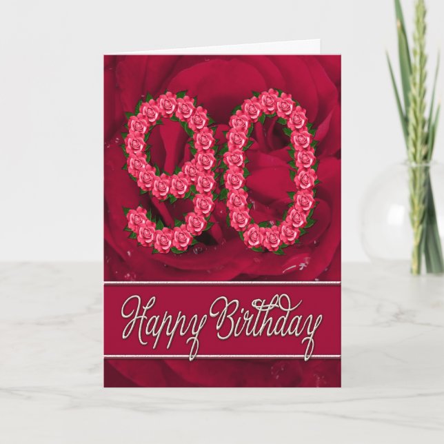 90.a tarjeta de cumpleaños con los rosas y las (Anverso)