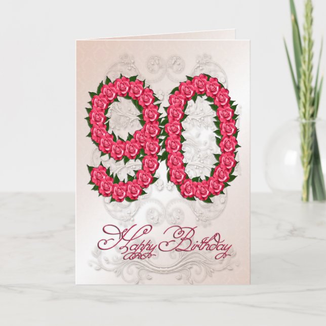 90.a tarjeta de cumpleaños con los rosas y las (Anverso)