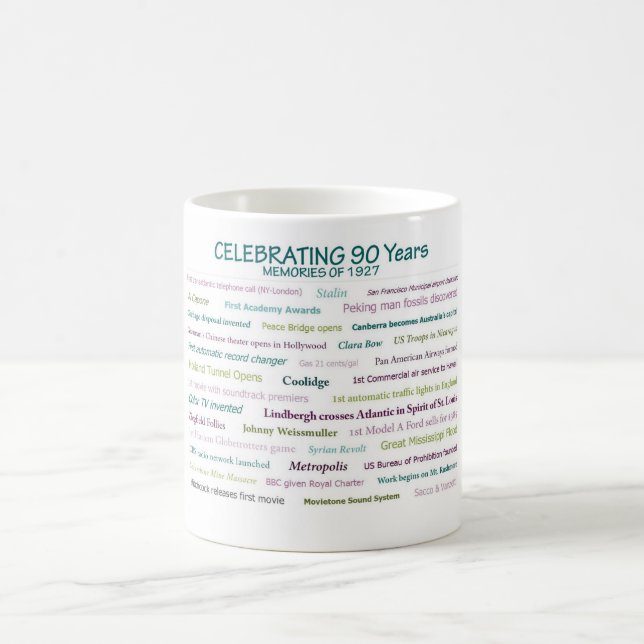 90.a taza del cumpleaños de 1927 recuerdos (Centro)