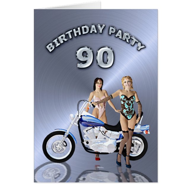 90 cumpleaños con un chica y una moto (Frente)