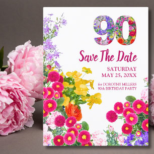 90 cumpleaños floral moderno 90 Guardar la tarjeta