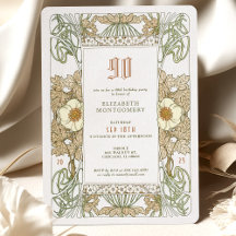 90 cumpleaños invitación Art Nouveau de Mucha