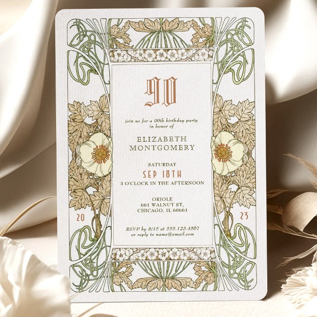 90 cumpleaños invitación Art Nouveau de Mucha (Subido por el creador)