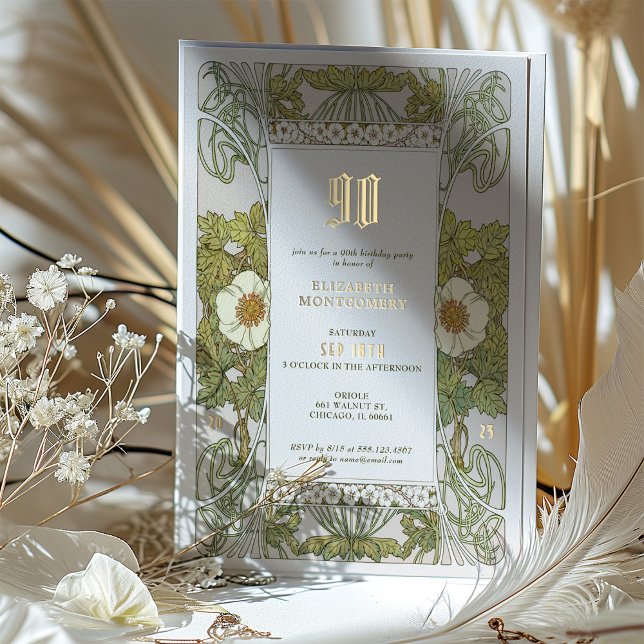 90 cumpleaños invitación Art Nouveau de Mucha (Subido por el creador)