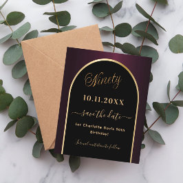 90 cumpleaños negro burgundy salva la tarjeta de f