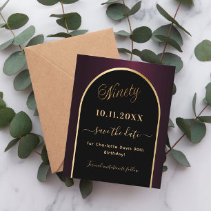 90 cumpleaños negro burgundy salva la tarjeta de f