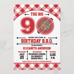 90° Invitación a barbacoa por cumpleaños