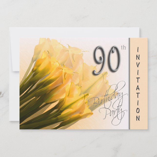 90.o Invitación de la fiesta de cumpleaños - calas (Anverso)