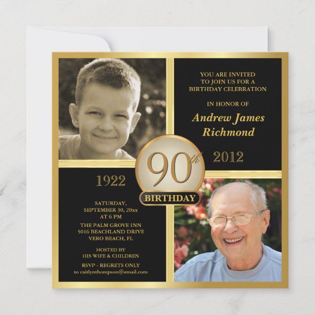 90.o Invitaciones del cumpleaños entonces y ahora (Anverso)