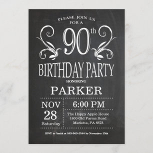 90.o Pizarra de la invitación del cumpleaños