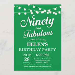 90.o Verde de la invitación del cumpleaños