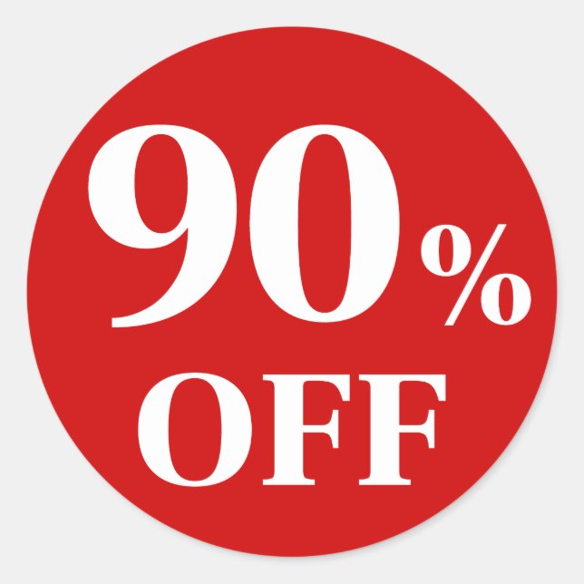 90% OFF Red Background Classic Round Pegatina (Anverso)