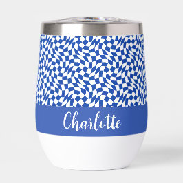 90's theme blue checkered name monogram